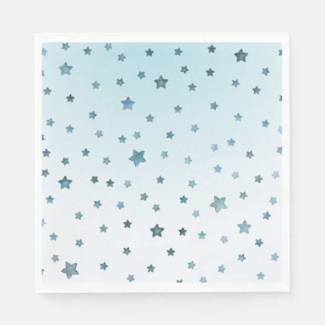 Aqua White Ombre Stars Serviette (Vorderseite)