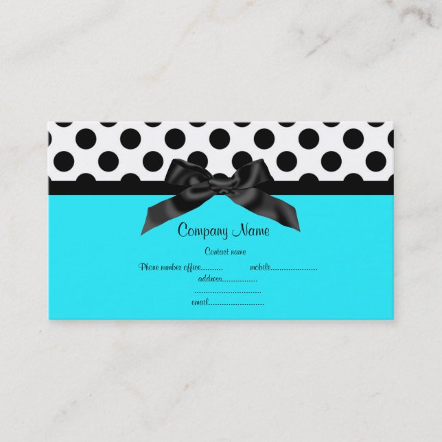AQUA WHITE POLKA DOT BUSINESS CARD VISITENKARTE (Vorderseite)