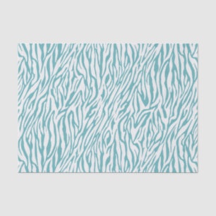 Aqua White Zebra Print Seidenpapier