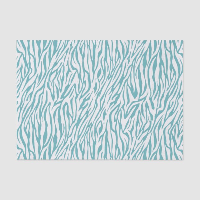 Aqua White Zebra Print Seidenpapier (Vorderseite)