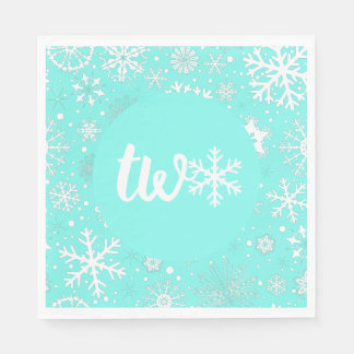 Aqua Winter Zweite Geburtstagsschneeflocke Serviette