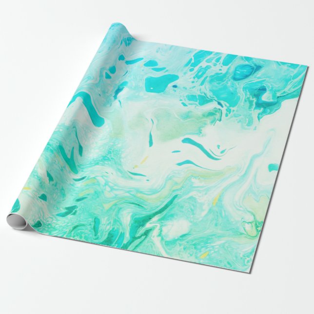 Aqua Wirbel Shades of Blue Green Geschenkpapier (Ungerollt)