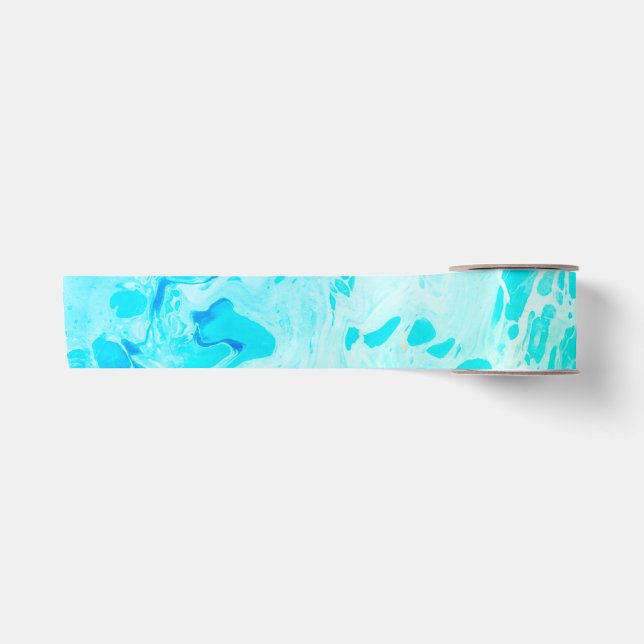 Aqua Wirbel Shades of Blue Green Satinband (Vorderseite)