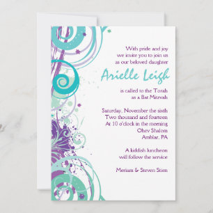 AQUA WIRBEL & STARS Bat Mitzvah Einladung