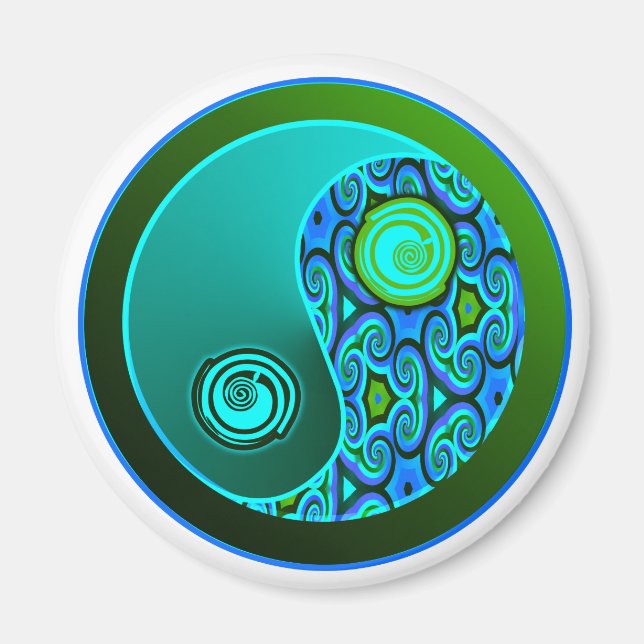 Aqua Wirbel Yin Yang Magnet (Vorne)