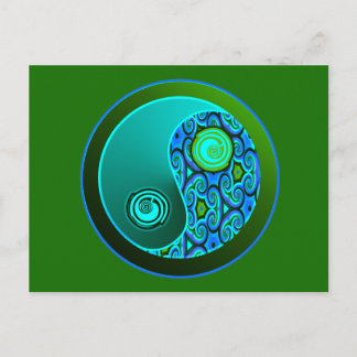 Aqua Wirbel Yin Yang Postkarte