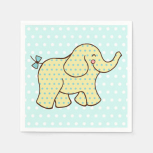 Aqua Yellow Elephant Napkins Serviette