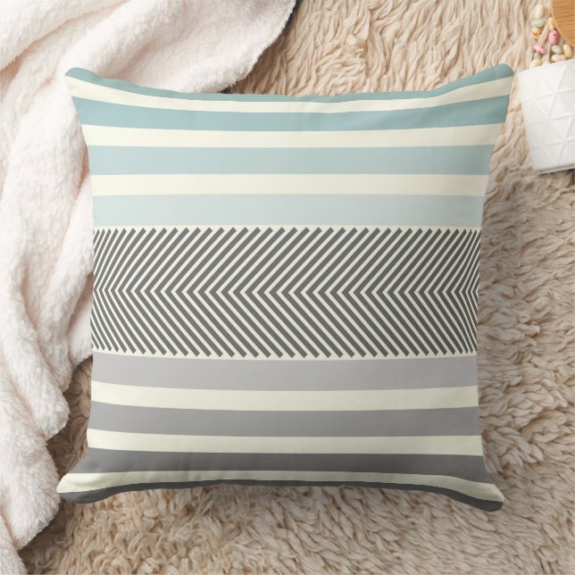 Aqua Yellow Grey Reversible Arrow Herringbone Kissen (Decke)
