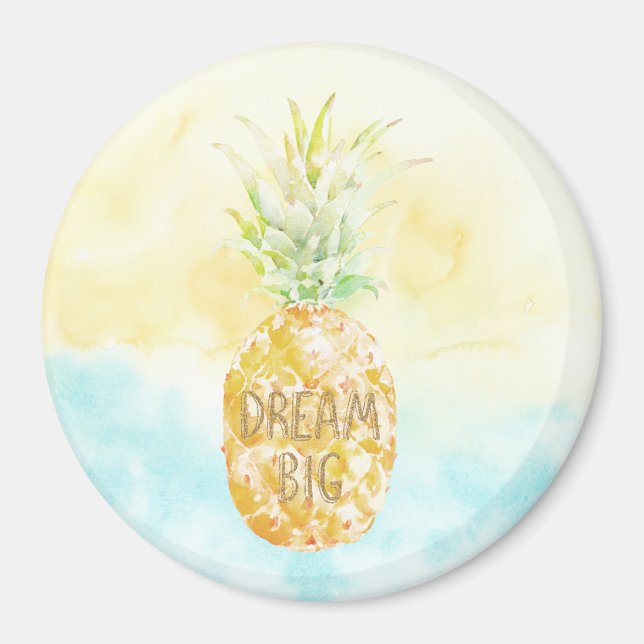 Aqua Yellow Pineapa Goldener Traum Magnet (Vorne)