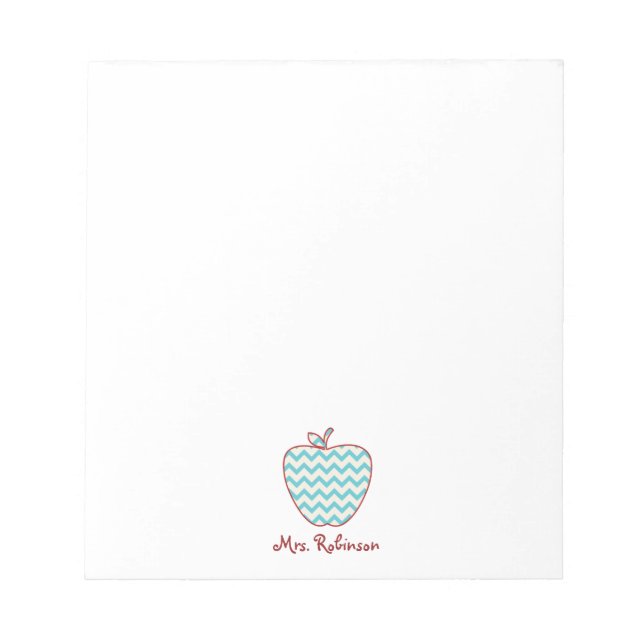 Aqua Zickzack Apple Teacher Notizblock (Vorderseite)