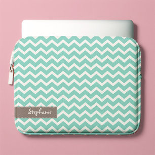 Aqua Zig Zag Chevrons Pattern Laptopschutzhülle