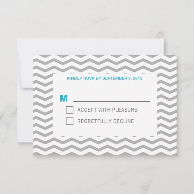 Aqua Zig Zag RSVP Karte (Vorderseite)