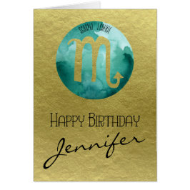 Aqua Zodiac Sign Scorpio auf Gold Hintergrund