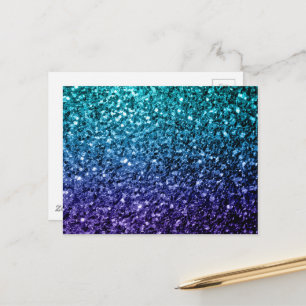 Aquablaues Ombre-Faux-Glitter-Funkeln Postkarte