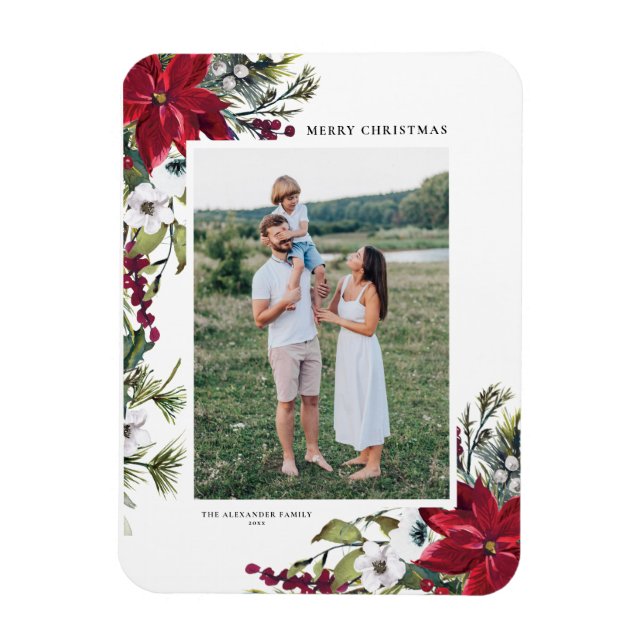 Aquädukte Poinsettia und Blätter  Foto Magnet (Vertikal)