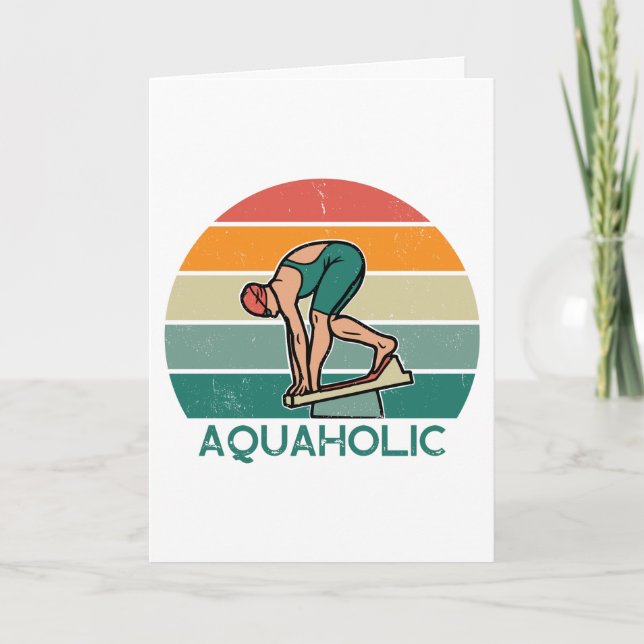 Aquaholische Schwimmerin Geburtstag Karte (Vorderseite)