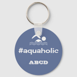 Aquaholische Schwimmslogan personalisierte Initial Schlüsselanhänger