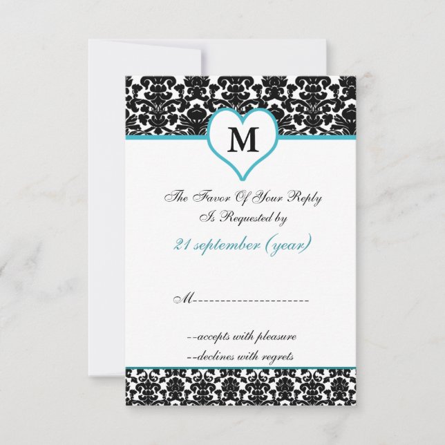 Aquakulturdampfer in Monogramm, Standard 3,5 x 5 u RSVP Karte (Vorderseite)