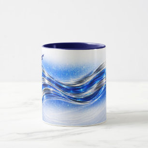 Aqualume Flow – Blaue Silberwellen-Energie-Tasse Tasse