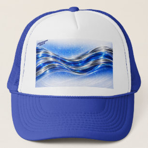 Aqualume Flow – Blue Silver Wave Energy Mug Truck Truckerkappe