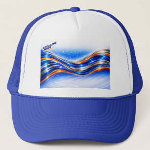 Aqualume Wave Shirt – Blaue Orange Abstrakter Flus Truckerkappe