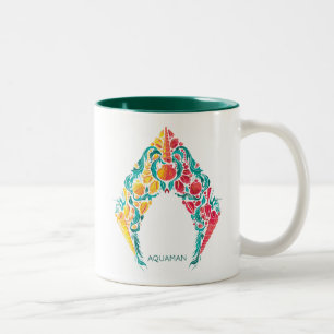 Aquaman   Aquaman & Mera Themed Seashell Logo Zweifarbige Tasse