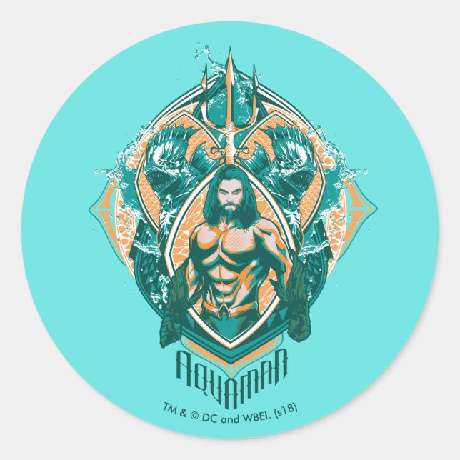 Aquaman | Aquaman u. Trenchers grafisch Runder Aufkleber (Vorderseite)