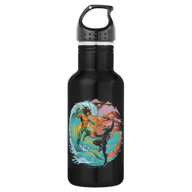 Aquaman & Black Manta Gezeitenwelle Edelstahlflasche (Vorderseite)