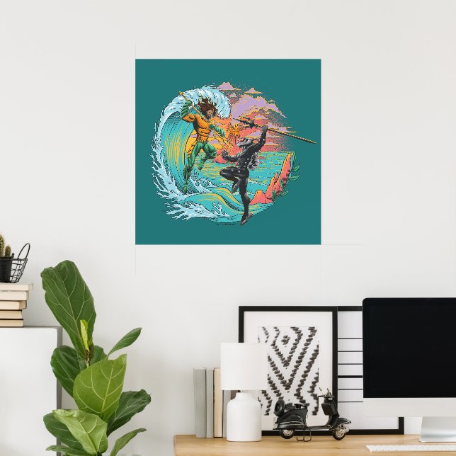 Aquaman & Black Manta Gezeitenwelle Poster (Heimbüro)