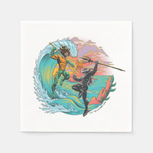 Aquaman & Black Manta Gezeitenwelle Serviette