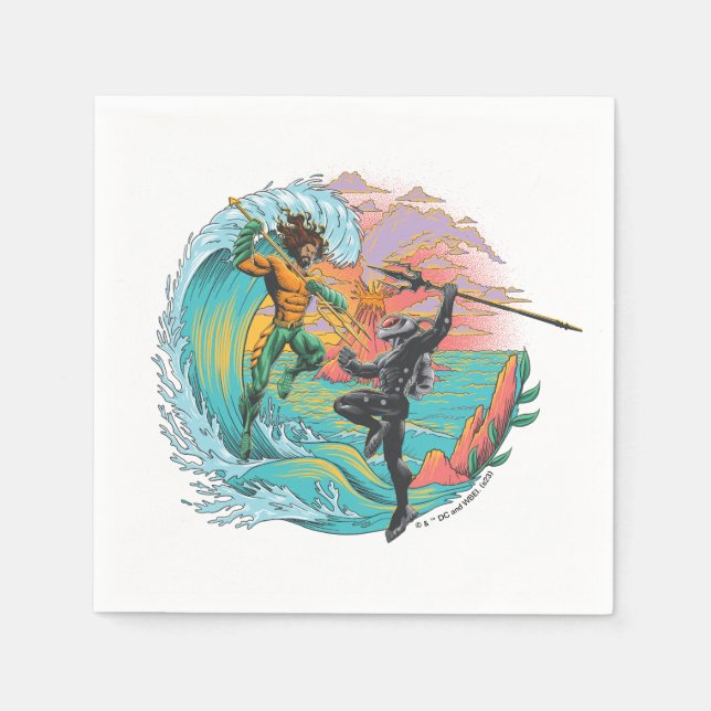 Aquaman & Black Manta Gezeitenwelle Serviette (Vorderseite)