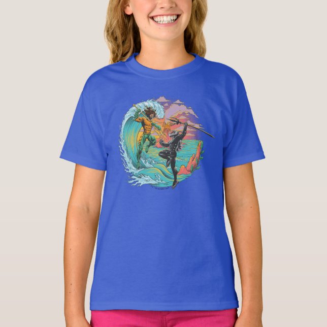 Aquaman & Black Manta Gezeitenwelle T-Shirt (Vorderseite)