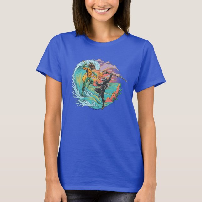 Aquaman & Black Manta Gezeitenwelle T-Shirt (Vorderseite)