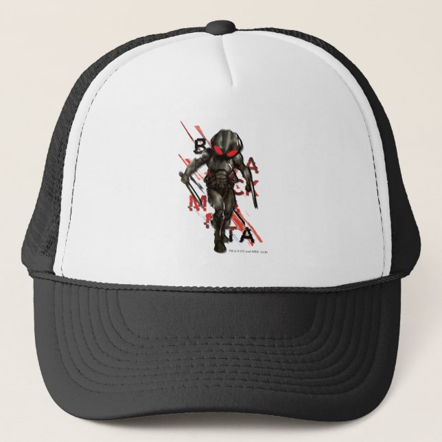 Aquaman | Black Manta Scattered Typografy Graphic Truckerkappe (Vorderseite)