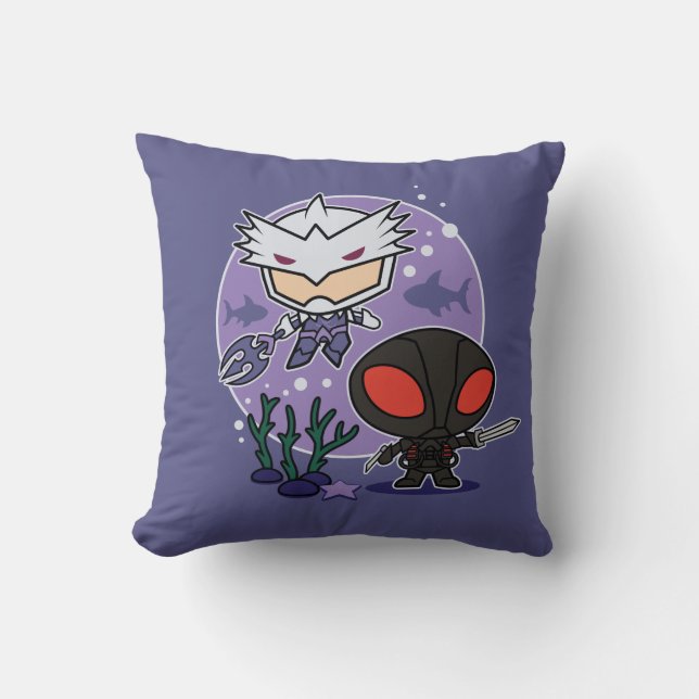 Aquaman | Chibi Orm & Black Manta Undersea Graphic Kissen (Vorderseite)