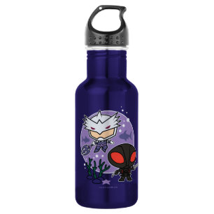 Aquaman   Chibi Orm u. schwarzer Edelstahlflasche