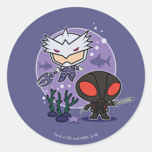 Aquaman   Chibi Orm u. schwarzer Runder Aufkleber