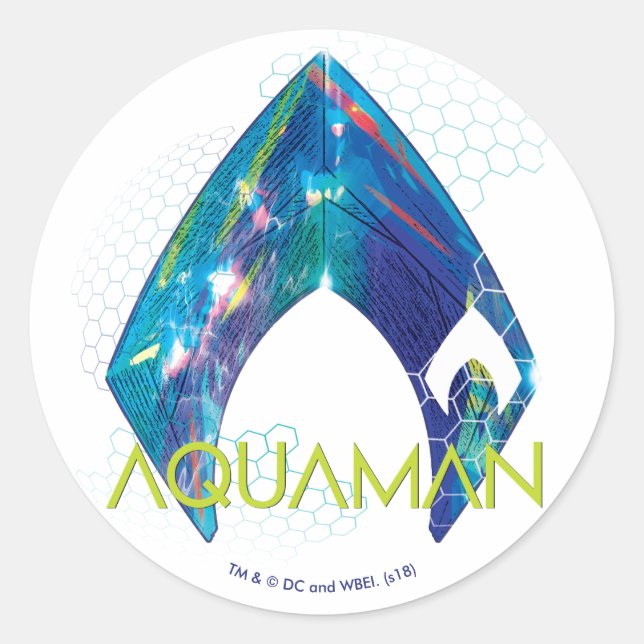 Aquaman | gebrochenes Aquaman Logo Runder Aufkleber (Vorderseite)