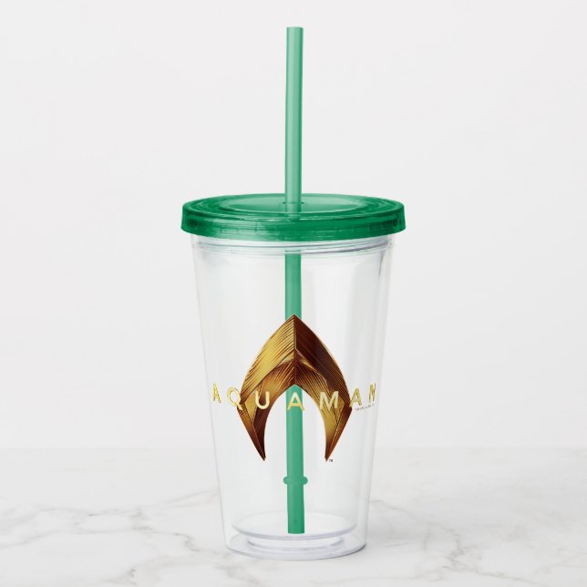 Aquaman | Golden Aquaman Logo Acryltrinkbecher (Vorderseite)