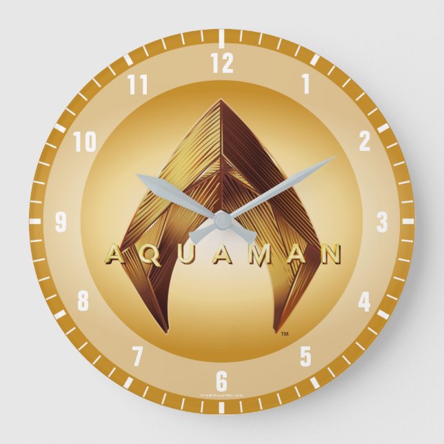 Aquaman | Golden Aquaman Logo Große Wanduhr (Vorderseite)
