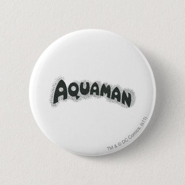 Aquaman Grunge Schwarzes Logo Button (Vorderseite)