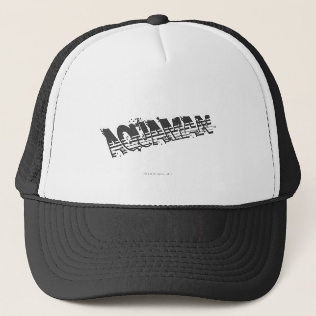 Aquaman Grunge Strip Logo Truckerkappe (Vorderseite)