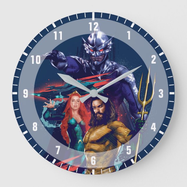 Aquaman | King Orm Versus Mera & Aquaman Große Wanduhr (Vorderseite)