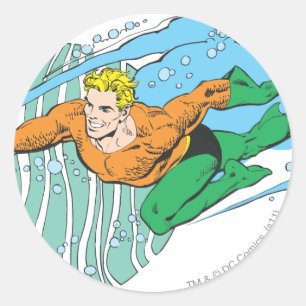 Aquaman Leaps Verlassen Runder Aufkleber
