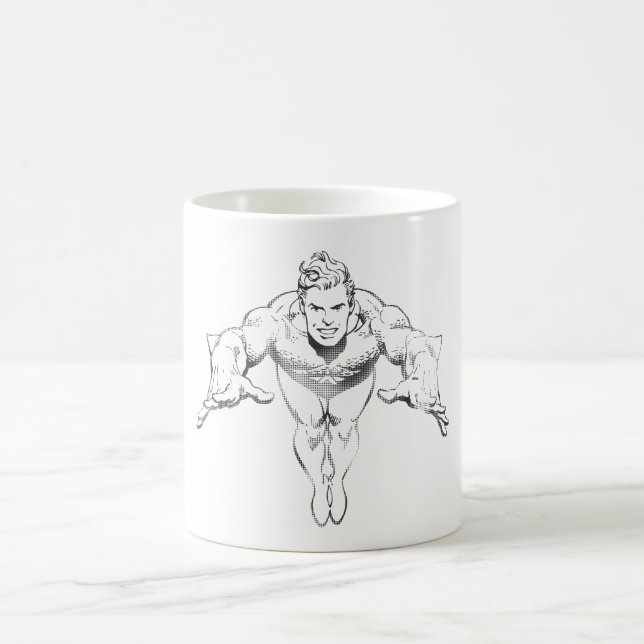 Aquaman Lunging Forward BW Kaffeetasse (Mittel)