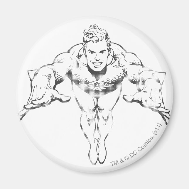 Aquaman Lunging Forward BW Magnet (Vorne)