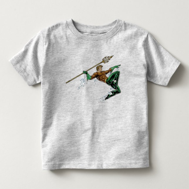 Aquaman Lunging mit Spear Kleinkind T-shirt (Vorderseite)