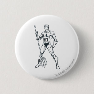 Aquaman mit Pitchfork BW Button