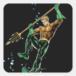 Aquaman mit Spear Quadratischer Aufkleber