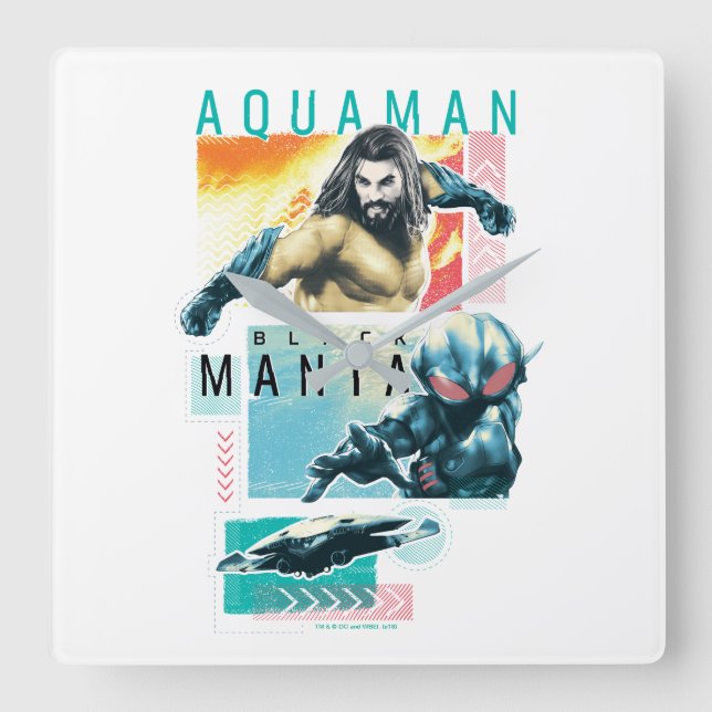 Aquaman | Modernist Aquaman & Black Manta Graphic Quadratische Wanduhr (Vorderseite)